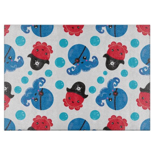 Planche À Découper Pirate Octopus, Motif de pieuvre, Animaux de mer (Devant)