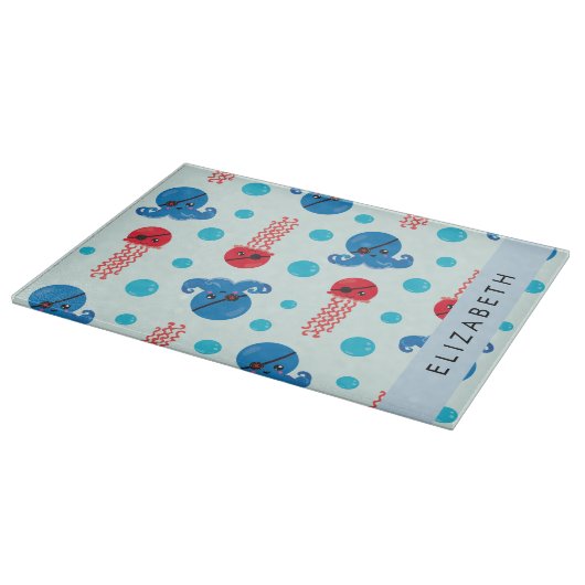 Planche À Découper Pirate Octopus, Pirate Jellfish, Mer, Votre Nom (Coin)