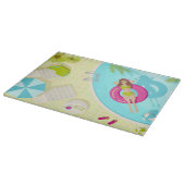 Planche À Découper Piscine fille en bikini plage d'été (Coin)