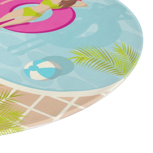 Planche À Découper Piscine fille en bikini plage d'été (Coin)