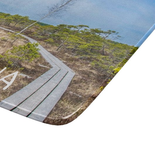 Planche À Découper Piste en bois au-dessus du marais en Estonie (Coin)