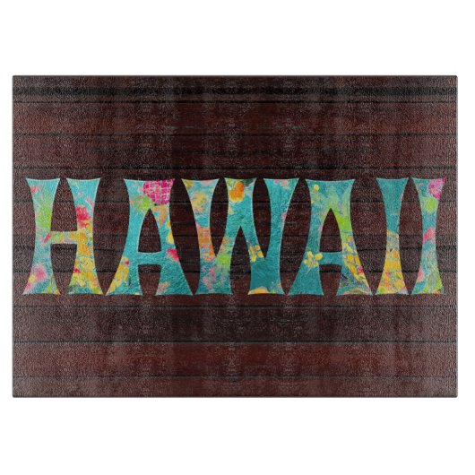 Planche À Découper PixDezines Hawaii, TIKI TYPOGRAPHIE+Texture bois (Devant)