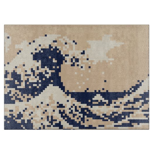 Planche À Découper Pixel Tsunami 8 bits Pixel Art (Devant)