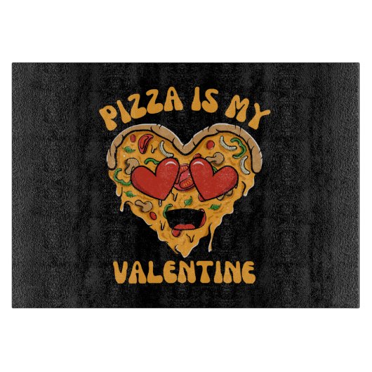 Planche À Découper Pizza Est Mon Valentin (Devant)