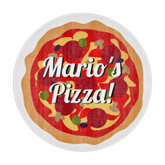 Planche À Découper Pizza pepperoni ronde Cuisine italienne verre pers (Devant)