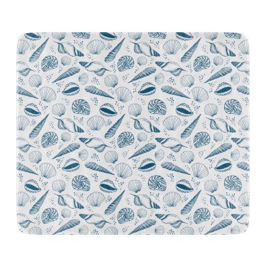 Planche À Découper Plage bleu de coquillages (Devant)