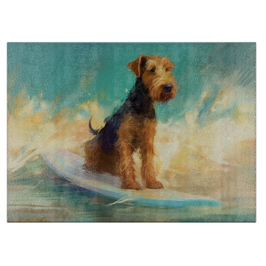 Planche À Découper Plage d'Airedale Surf Painting (Devant)