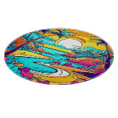 Planche À Découper Plage de coucher de soleil tropicale animée (Coin)