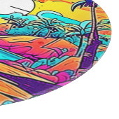 Planche À Découper Plage de coucher de soleil tropicale animée (Coin)