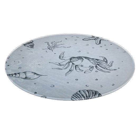 Planche À Découper Plage de Noël côtière Créatures marines Bleu (Coin)