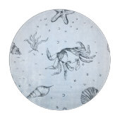 Planche À Découper Plage de Noël côtière Créatures marines Bleu (Devant)