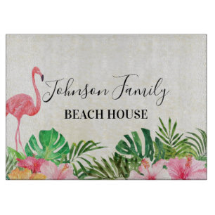 Planche À Découper Plage de Plage Florale Tropicale Plage Maison Coup