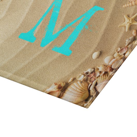 Planche À Découper Plage Seashell Hawaii Monogramme Planche à découpe (Coin)