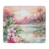 Planche À Découper Plage tropicale rose (Devant)