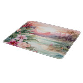 Planche À Découper Plage tropicale rose (Coin)