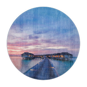 Planche À Découper Plages tropicales   Bungalows Maldives