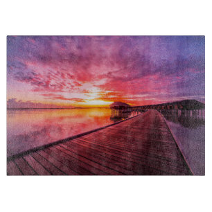 Planche À Découper Plages tropicales Coucher de soleil aux Maldives