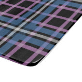 Planche À Découper Plaid Glass Cutting Board – Bold Blue & Lavender (Coin)
