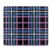 Planche À Découper Plaid Glass Cutting Board – Bold Blue & Lavender (Devant)