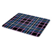 Planche À Découper Plaid Glass Cutting Board – Bold Blue & Lavender (Coin)