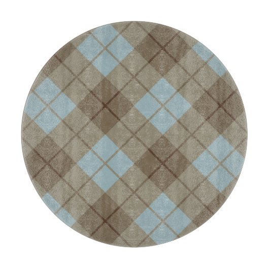 Planche À Découper Plaid polarisé dans le bleu et le brun (Devant)