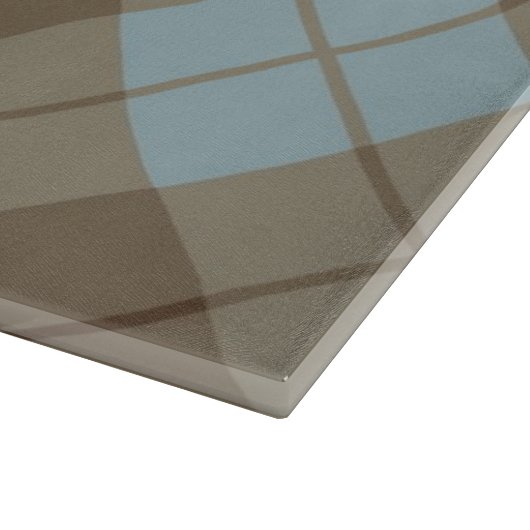 Planche À Découper Plaid polarisé dans le bleu et le brun (Coin)