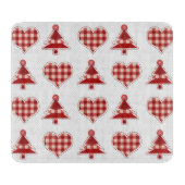 Planche À Découper Plaid Red Christmas Trees and Hearts Motif (Devant)