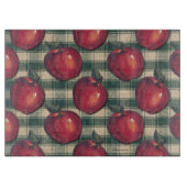 Planche À Découper Plaid vert de pommes rouges (Devant)