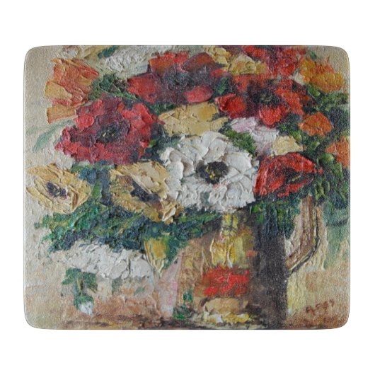 Planche À Découper Planche À Coupe En Verre Ann Hayes Peinture Fleur (Devant)