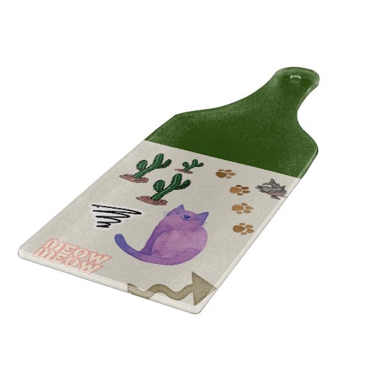 Planche À Découper Planche à verre Chat Poisson Cactus Meow (Coin)