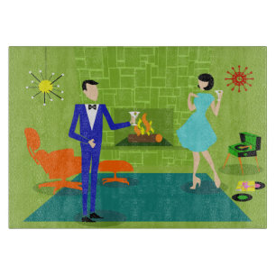 Planche À Découper Planche Couple Moderne Du Milieu Du Siècle