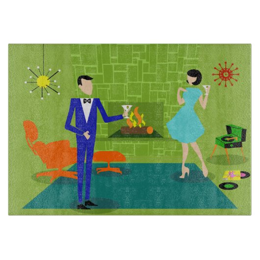 Planche À Découper Planche Couple Moderne Du Milieu Du Siècle (Devant)