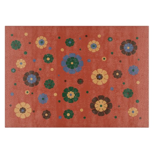 Planche À Découper Planche de coupe en verre à fleurs rétro (Devant)