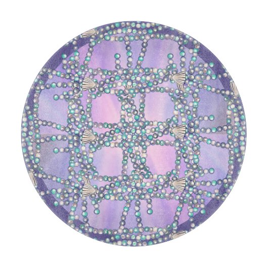 Planche À Découper Planche de découpe de sirène d'océan violet (Devant)