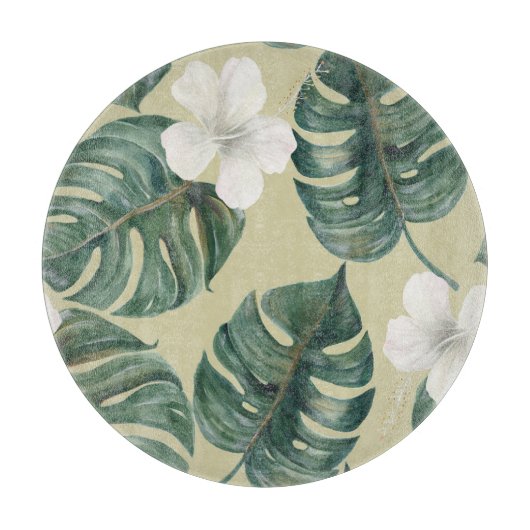 Planche À Découper Plantes d'aquarelle tropicale : motif transparent. (Devant)