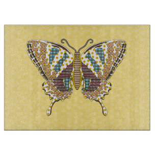 Planche À Découper Plaque de coupe en verre d'aztèque Swallowtail