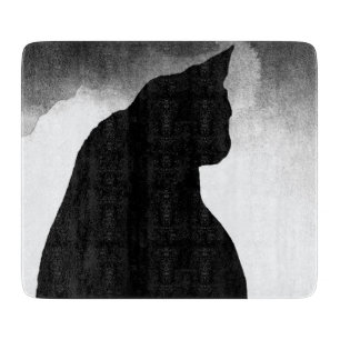 Planche À Découper Plaque de coupe en verre Silhouette de chat noir