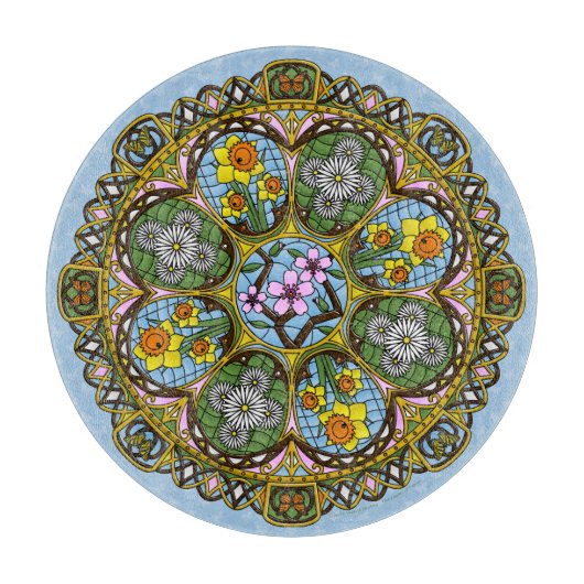 Planche À Découper Plaque de coupe en verre Spring Nouveau (Devant)