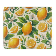 Plaque de découpe en verre imprimé citron