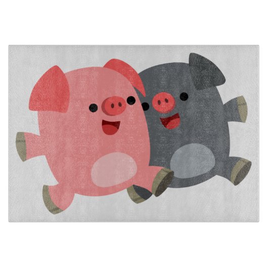 Planche À Découper Plat noir et blanc Cartoon Pigs Cutboard (Devant)
