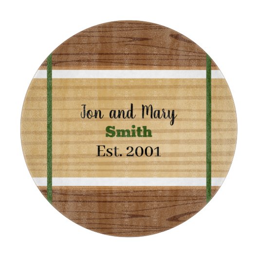 Planche À Découper Plateau à rayures vertes et à l'aspect bois. (Devant)