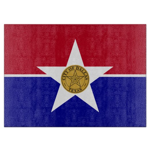 Planche À Découper Plateau de coupe en verre avec Drapeau de Dallas (Devant)