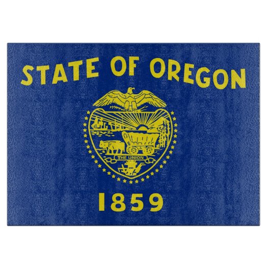 Planche À Découper Plateau de coupe en verre avec Drapeau de l'Oregon (Devant)