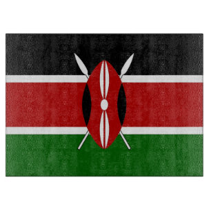 Planche À Découper Plateau de coupe en verre avec Drapeau du Kenya