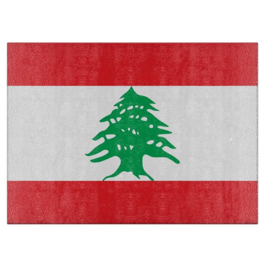 Planche À Découper Plateau de coupe en verre avec Drapeau du Liban (Devant)