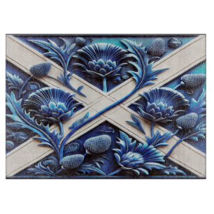 Planche À Découper Plateau de coupe en verre avec Scottish Thistles D