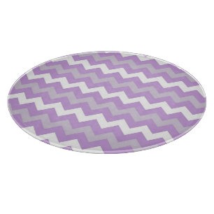 Planche À Découper Plateau de coupe en verre motif violet blanc chevr