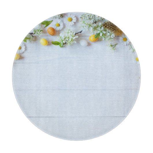 Planche À Découper Plum de cerisier de Pâques : Oeufs Jaunes. (Devant)