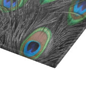 Planche À Découper Plume noire et blanche de paon (Coin)