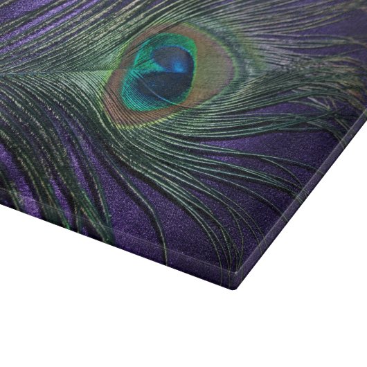 Planche À Découper Plume pourpre soyeuse de paon (Coin)